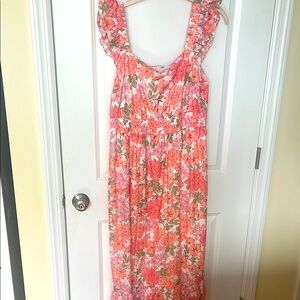 Floral Pink and White Maxi Dress